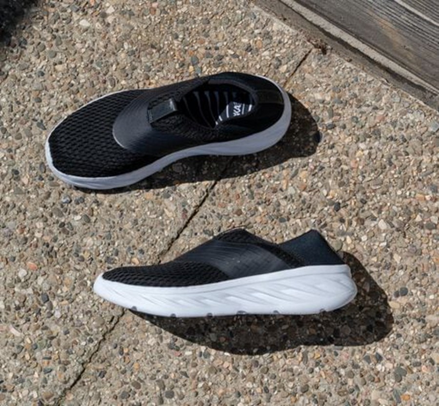 Hoka One One Mens Sandals - ORA Recovery - Black/White - ALFR28046